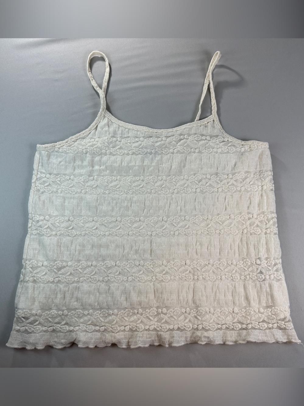 Torrid 1 White Lace Tank Top Cottagecore Spaghetti Strap Whimsy